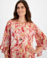 Фото #3 товара Women's Texture Garden Printed Ruffled Necklace Top, Created for Macy's