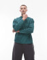 Фото #1 товара Topman v neck long sleeve washed t-shirt in green