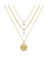 14K Gold Flash-Plated 3-Pieces Imitation Pearl and Genuine Crystal Layered Pendants Set
