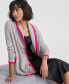 ფოტო #3 პროდუქტის Women's Cashmere Tipped Shawl-Collar Boyfriend Cardigan, Created for Macy's