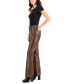 Фото #6 товара Juniors' Glossy High Rise Faux-Leather Flare Jeans