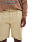 ASOS DESIGN cargo short with contrast stitch in beige