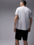 Topman oversized fit t-shirt with face embroidery in washed grey