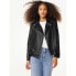 Фото #2 товара Scoop Women Faux Leather Moto Jacket Large Black 100% Polyester Longsleeve Solid