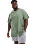 Polo Ralph Lauren Big & Tall central logo t-shirt classic oversized fit in mid green Mittelgrün, Chest 50-52 - фото #1