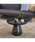 Smoke Glass Base With Black Painting Top Coffee Table, Living Room Center Table