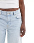 Pull&Bear cropped wide leg jean in light wash blue