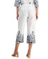 Фото #2 товара Women's 100% Linen Embroidered Cropped Pants, Created for Macy's