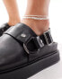 Pull&Bear clog with buckle detail strap in black