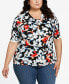 Plus Size Floral Elbow Sleeve Top