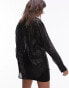 Topshop oversized sequin shirt in black