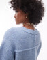 Фото #4 товара Topshop knitted crew with raglan and exposed seam jumper in light blue