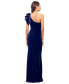 Фото #2 товара Women's Asymmetric Ruffled Sleeveless Velvet Gown