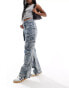 Liquor N Poker baggy fit jeans in blue acid wash