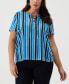 ფოტო #1 პროდუქტის Plus Size Eco Stripe Lace-Up Short Sleeve Tee Shirt