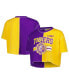 Фото #1 товара Women's Purple, Gold LSU Tigers Colorblock Cropped T-shirt
