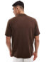 ASOS DESIGN midweight cotton knitted button through polo in brown