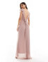 Фото #1 товара TFNC Bridesmaid chiffon twist back maxi dress with flutter sleeve in soft pink