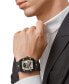 ფოტო #5 პროდუქტის Men's Automatic The $keleton Black & Gold-Tone Tonneau Strap Watch 44mm