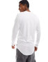 Jack & Jones Essentials longline long sleeve t-shirt with curve hem in white