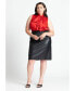 ფოტო #2 პროდუქტის Plus Size Sleeveless Satin Bow Blouse