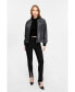 ფოტო #4 პროდუქტის Women's Leather Bomber Jacket, Black