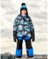 Big Boys Two Piece Snowsuit Printed Bears And Royal Blue