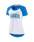 ფოტო #4 პროდუქტის Women's White, Heather Powder Blue Los Angeles Chargers Back Cutout Raglan T-shirt