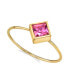 14K Gold-tone Diamond Shaped Crystal Ring