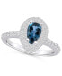 ფოტო #1 პროდუქტის London Blue Topaz and Diamond Accent Halo Ring in 14K White Gold