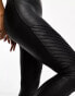 Фото #4 товара Spanx Petite leather look biker leggings in black