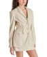 ფოტო #3 პროდუქტის Women's Faux-Leather Cinched Waist Blazer