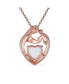 ფოტო #2 პროდუქტის Family Parent New Mother Synthetic White Opal Heart Shaped Mom Loving Son Child Daughter Necklace Pendant Rose Gold Plated Sterling Silver