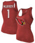 ფოტო #1 პროდუქტის Women's Heathered Cardinal Arizona Cardinals Name Number Tri-Blend Tank Top