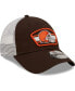 ფოტო #3 პროდუქტის Men's Brown, White Cleveland Browns Logo Patch Trucker 9FORTY Snapback Hat