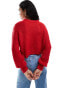 Фото #4 товара Threadbare crew neck cropped jumper in red