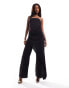 Фото #1 товара ASOS DESIGN bandeau drape detail wide leg jumpsuit in black