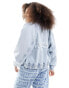 HUGO BLUE bomber denim jacket with back patch in light wash