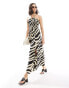 Фото #2 товара ASOS DESIGN shirred halter neck maxi dress in abstract print