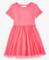 Toddler Girls Short-Sleeve Ribbed Glitter-Tulle Dress, Created for Macy's