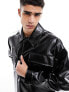 Фото #5 товара ASOS DESIGN oversized faux leather shacket in black