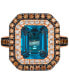 ფოტო #2 პროდუქტის Deep Sea Blue Topaz (5 ct. t.w.), Chocolate Diamonds (3/4 ct. t.w.) & Nude Diamonds (1/4 ct. t.w.) Ring set in 14k Rose Gold