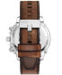 Фото #3 товара Men's Griffed Chronograph Brown Leather Watch 48mm