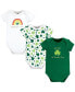 Baby Girls Cotton Bodysuits, St Patricks Rainbow, 3-Pack