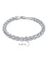 ფოტო #2 პროდუქტის Men's Solid Heavy 6MM Braid Rope Wheat Chain Link Bracelet Polished .925 Sterling Silver 8 Inch