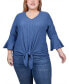 Фото #1 товара Plus Size 3/4 Bell Sleeve Textured Knit Top