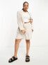 Vero Moda Curve linen touch relaxed short co-ord in oatmeal
