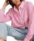 ფოტო #5 პროდუქტის Women's Striped Cotton Boyfriend Prep Shirt