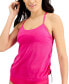 Фото #1 товара Nike 276783 Essential Layered Tankini Top Women's Swimsuit, FireBerry Pink, XS
