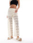 JDY Tall crochet wide leg trouser with short insert in stone